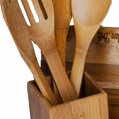 Bamboo Canister Set: Includes 4 Utensils