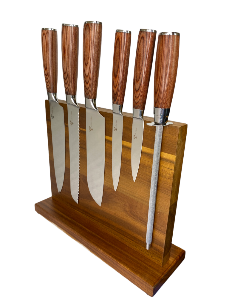 Chef Knife set with Acacia wood block Custom Cookware Products, Personalized Kitchenware